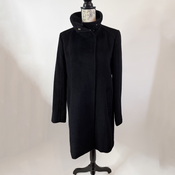 Cole Haan Wool Blend Black Pea Coat - Picture 1 of 10